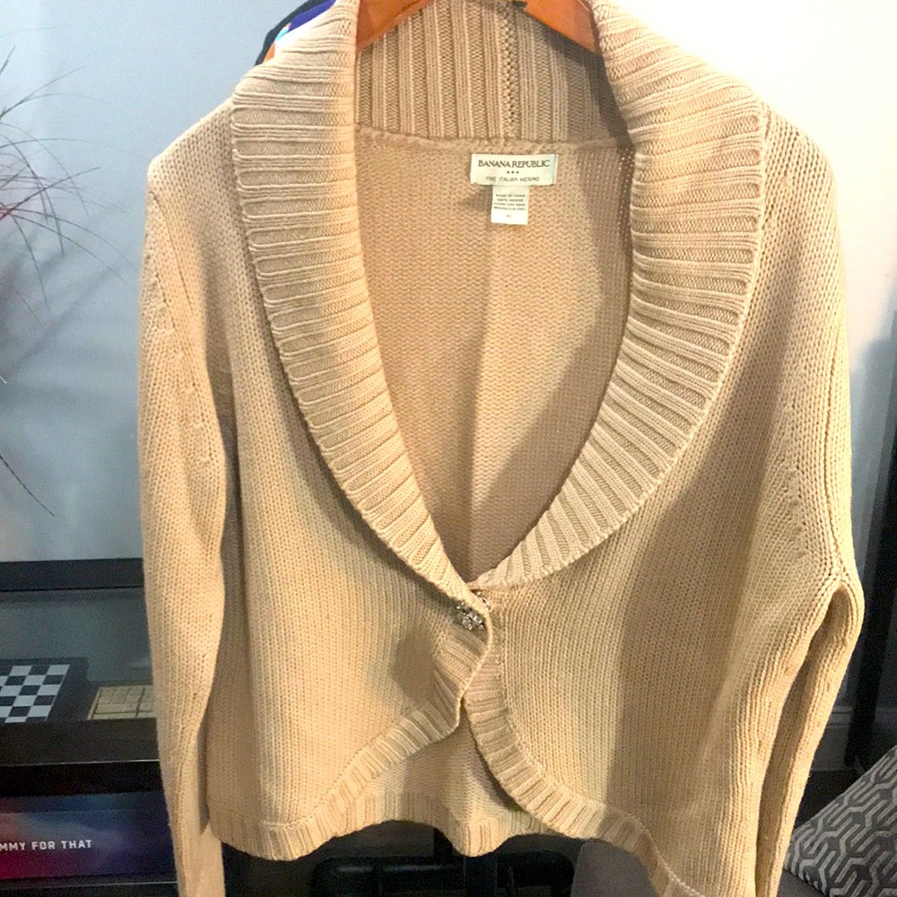 Banana Republic Shawl Collar Cardigan in Beige